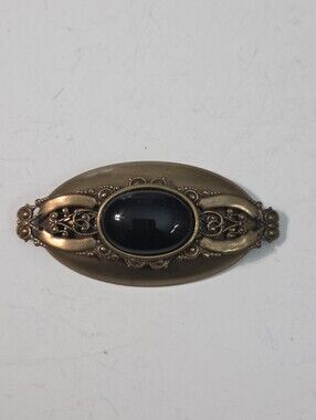 vtg jan michaels san fransisco copper onyx cabochon oval brooch pin art nouveau